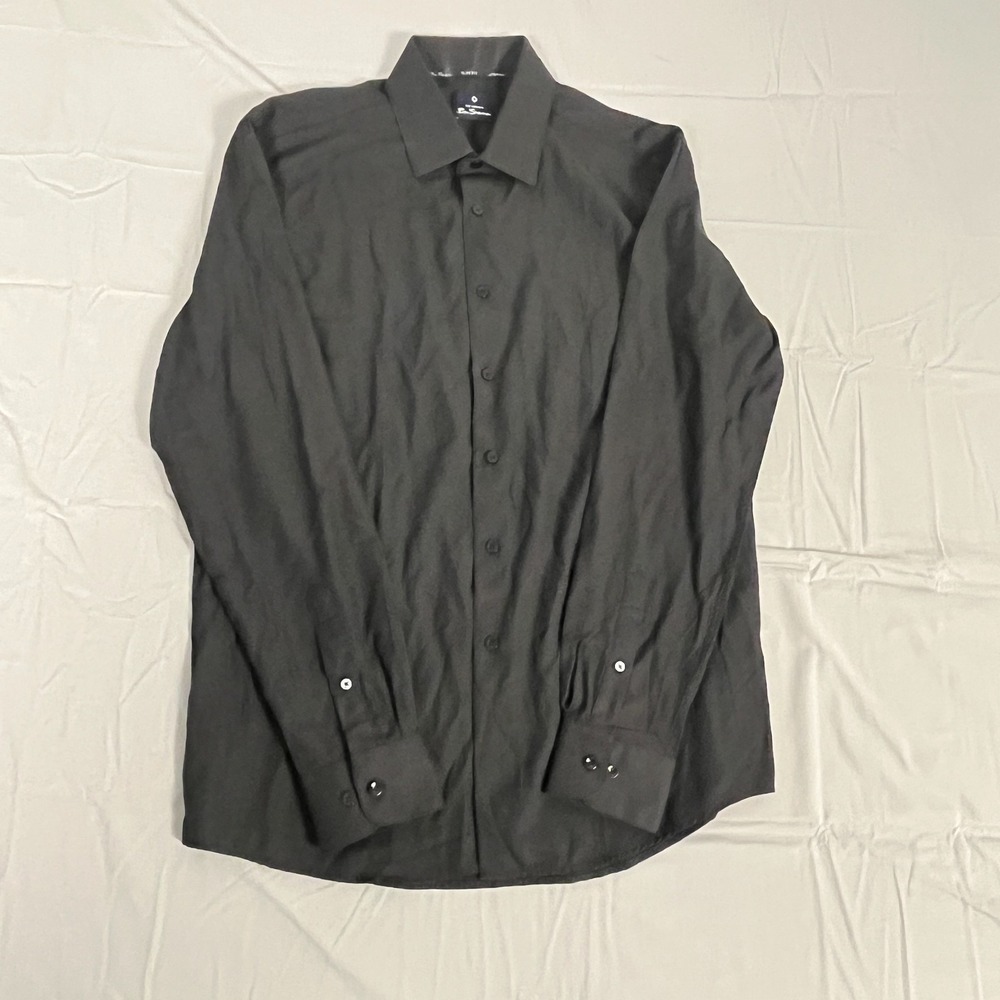 Ben Sherman Dress Shirt Mens 16.5-34/35 Black Slim Fit Formal Oxford Button Up